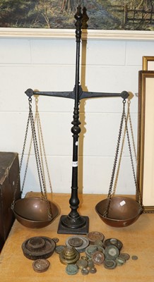 Lot 1336 - A Pair of Cast Iron Balance Scales, with...