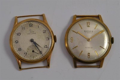 Lot 58 - A gold cased Record wristwatch and another gold cased watch