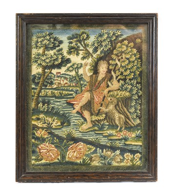 Lot 247 - A Woolwork Panel, 18th century, depicting a...