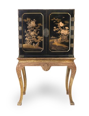 Lot 829 - A Japanese Black Lacquer and Gilt-Decorated...