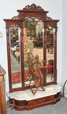 Lot 1535 - A Reproduction Triple Section Hall Mirror, the...