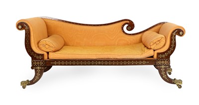 Lot 803 - A Regency Rosewood and Brass-Inlaid Chaise...