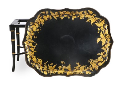 Lot 745 - A Victorian Black-Lacquered Papier Mache and...