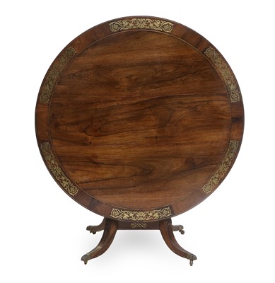 Lot 793 - A Regency Rosewood and Brass-Inlaid Circular...