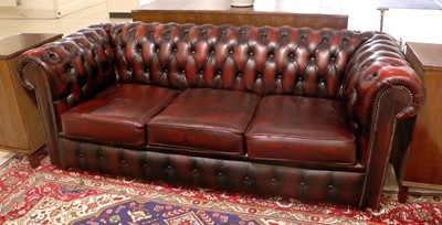 Lot 1480 - A Modern Red Leather Three Seater Settee,...