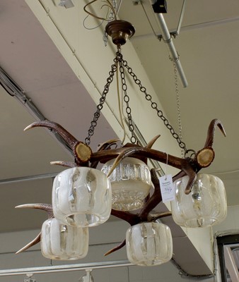 Lot 1301 - Antlers/Horns: A Five Light Red Deer Antler...