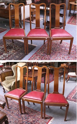 Lot 1417 - A Set of Six Arts & Crafts Oak Dining Chairs