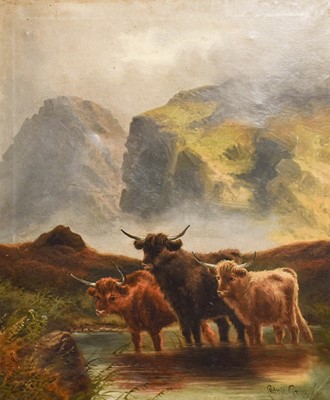 Lot 1065 - Cedric Gray (fl.1880) Highland cattle in...