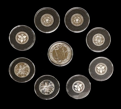 Lot 365 - 9x Silver Proof Commemorative Coins; including...