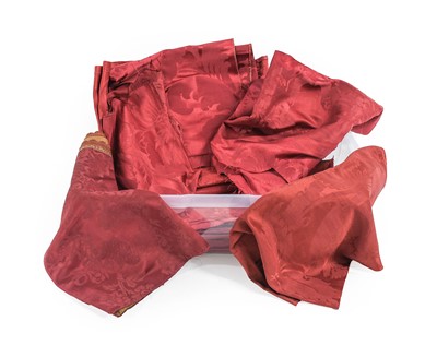 Lot 2049 - 19th Century Red Damask or Woven Silk Remnants...