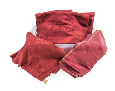 Lot 2048 - 19th Century Red Damask or Woven Silk Remnants...