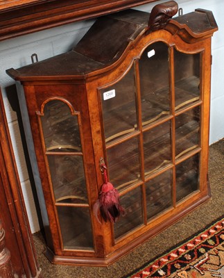 Lot 1268 - A Glazed Walnut Hanging Display Cabinet, 76cm...