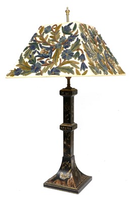 Lot 140 - A Modern Japanned Table Lamp, of square column...