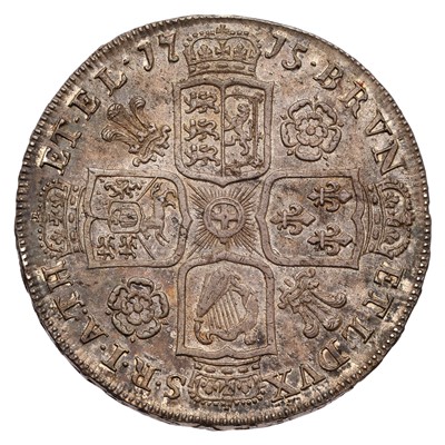 Lot George I, Halfcrown 1715, SECUNDO, roses and...