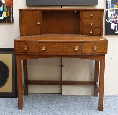 Lot 1370 - A 1950s Oak Desk, the superstructure fitted...