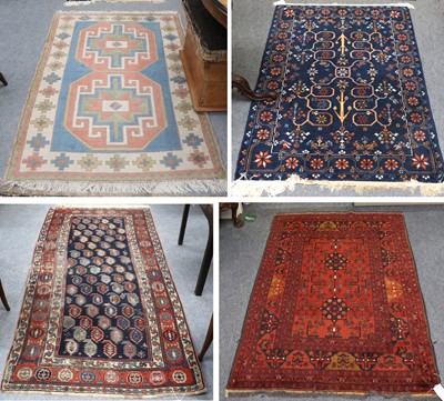 Lot 1135 - Gendje Rug, the indigo field with columns of...