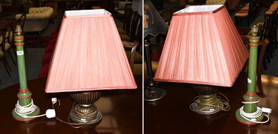 Lot 1208 - A Pair of Gilt Composite Table Lamps, each...