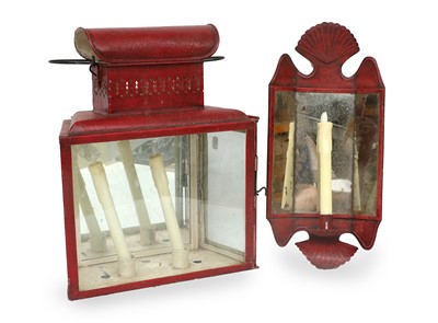 Lot 135 - A Toleware Twin-Light Storm Lantern, 19th...