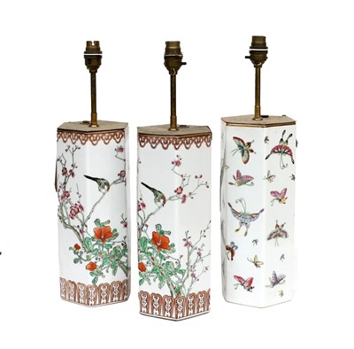 Lot 208 - A Pair of Chinese Porcelain Table Lamps, of...