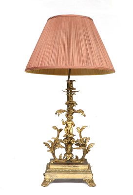 Lot 231 - A Gilt Metal Figural Table Lamp, 19th century...