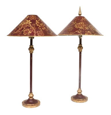 Lot 260 - A Pair of Modern Claret and Parcel Gilt Table...