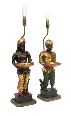 Lot 259 - A Pair of Venetian Style Blackamoor Table...