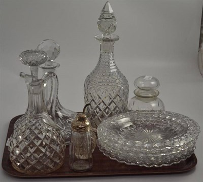 Lot 91 - Three glass decanters and a quantity of glass
