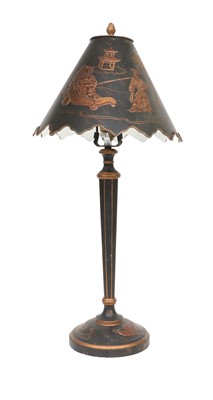 Lot 1209 - A Modern Toleware Table Lamp, black and...