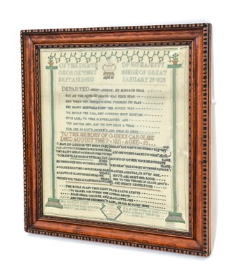 Lot 2197 - Royal Memorium Sampler Worked by J Haydon,...