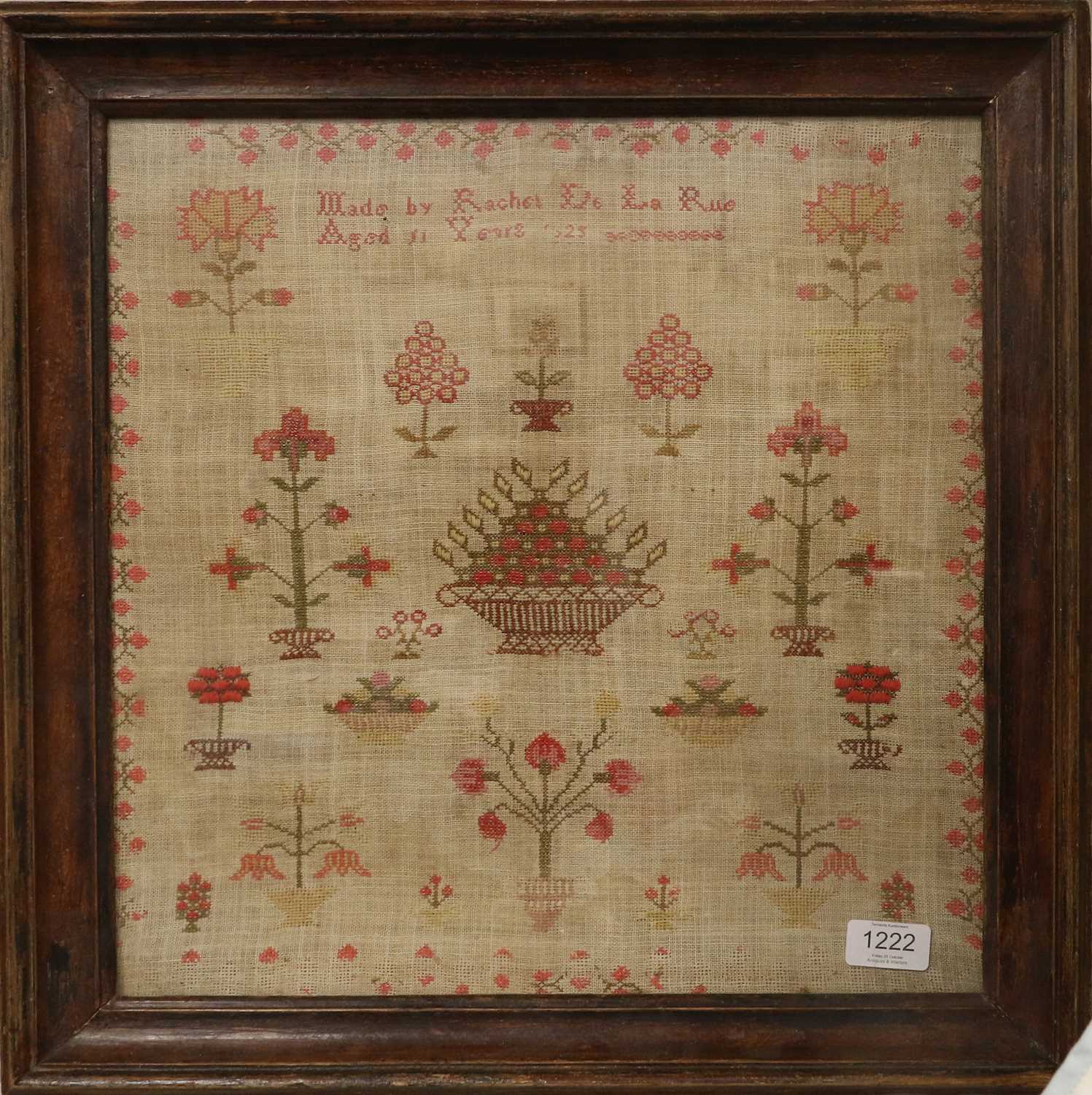 Lot 1222 - Decorative Sampler Worked by Rachel De La
