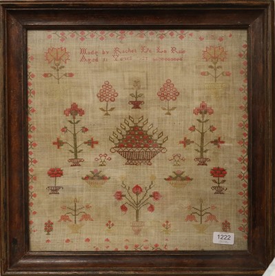 Lot 1222 - Decorative Sampler Worked by Rachel De La Rue,...