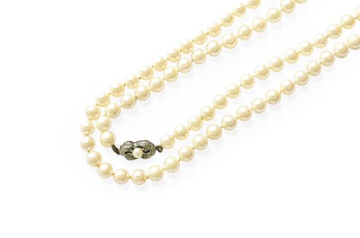 Lot 526 - A Cultured Pearl Necklace, clasp stamped '835...