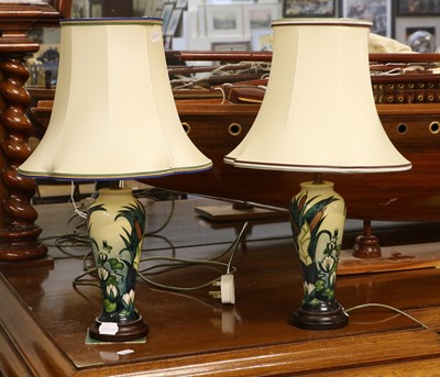 Lot 457 - A Pair of Modern Moorcroft Lamps, "Lamia"...