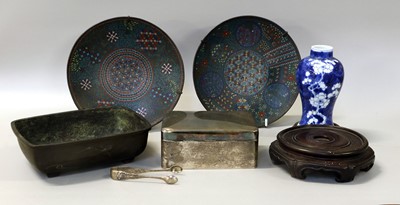 Lot 339 - Two Cloisonne Enamel Dishes, Japanese bronzed...