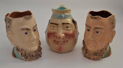 Lot 102 - A Sarraguemines character jug and two others (3)