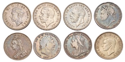 Lot 87 - 8x UK Silver Crowns, to include; George III,...