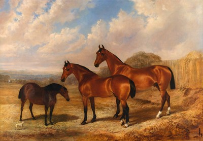 Lot 1045 - Robert Nightingale (1815-1895) Horses in a...