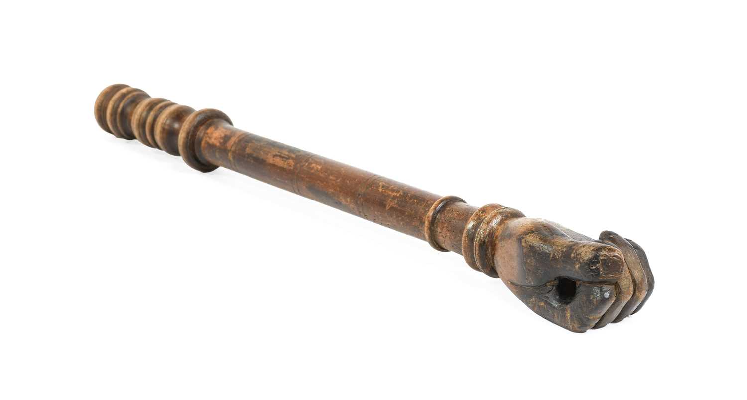 Lot 211 - A Turned Wood Linstock, possibly Spanish,