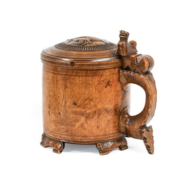 Lot 243 - A Norwegian Birch Peg Tankard, late 18th...