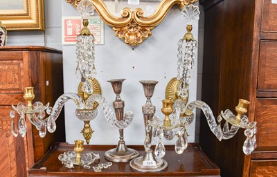 Lot 324 - A Pair of George III Style Glass and Brass...