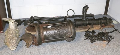 Lot 1338 - A Victorian Cast Iron Water Pump, a French...