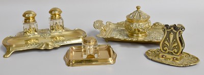 Lot 379 - A 19th Century Brass Inkwell on Stand,...