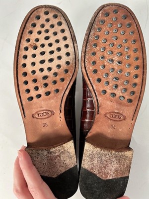 Lot 1015 - Pair of Tod's Alligator Type Driving Loafers,...