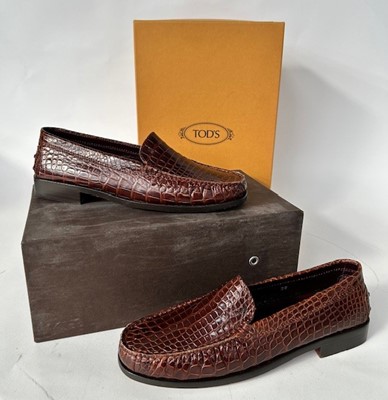 Lot 1015 - Pair of Tod's Alligator Type Driving Loafers,...