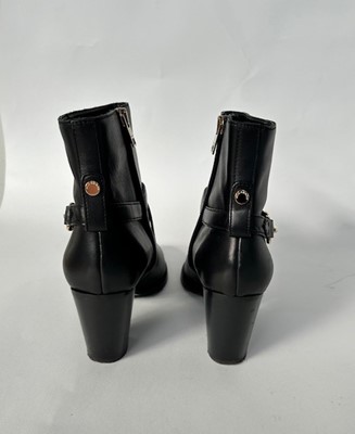 Lot 1016 - Pair of Burberry Black Leather Heeled Ankle...