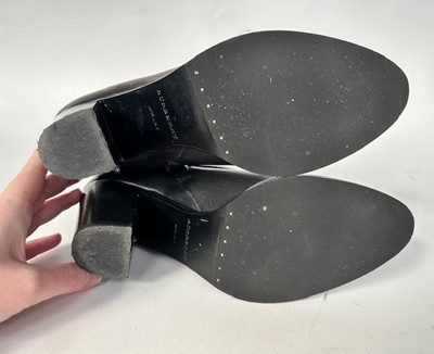 Lot 1016 - Pair of Burberry Black Leather Heeled Ankle...