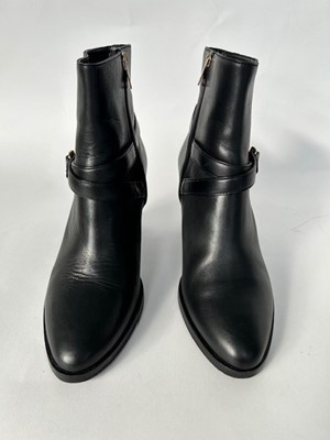 Lot 1016 - Pair of Burberry Black Leather Heeled Ankle...