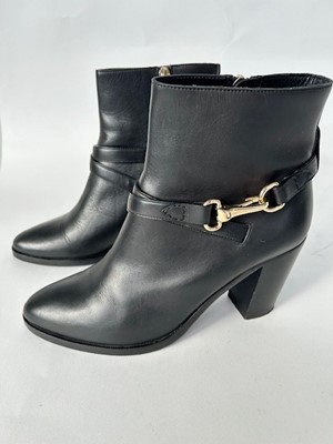 Lot 1016 - Pair of Burberry Black Leather Heeled Ankle...