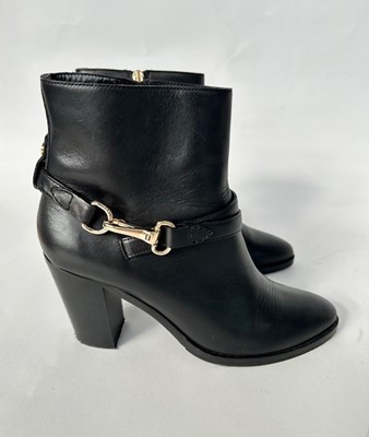 Lot 1016 - Pair of Burberry Black Leather Heeled Ankle...
