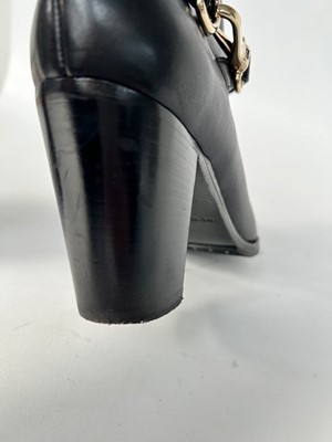 Lot 1016 - Pair of Burberry Black Leather Heeled Ankle...